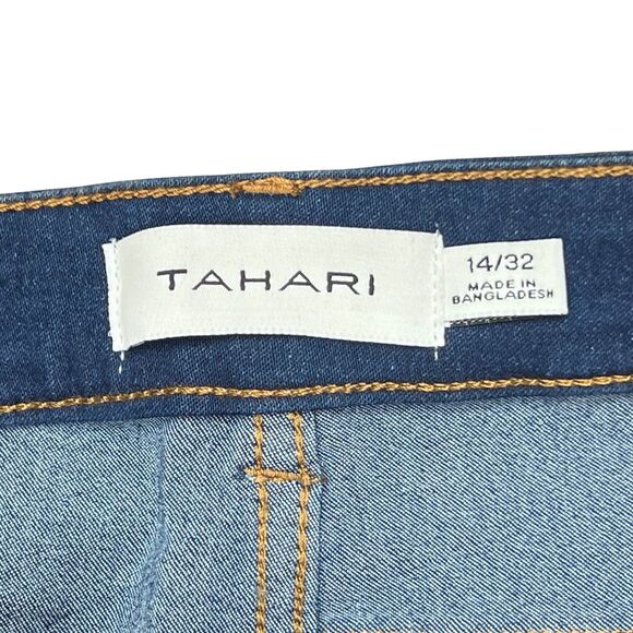 Tahari Natalie Jeans Size 14/32 Dark Wash Denim Mid Rise MiniBoot Timeless Pants - Picture 9 of 10